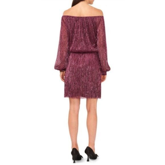 New Halogen Off the Shoulder Long Sleeve Dress in Burgandy M - Picture 2 of 9